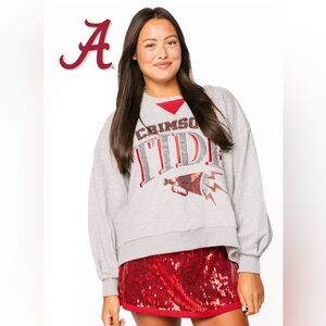 New! QUEEN OF SPARKLES Crimson Tide Megaphone Oversized Sweatshirt